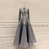 robe de soirée musulmane élégante pour femmes, luxe, manches longues, perles brillantes, appliques formelles, bal de promo, fête de mariage, robe personnalisée, ligne a