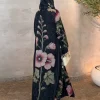 sisakia dubaï imprimé fleuri ouvert abaya caftan marocain femme hijab vêtements femmes