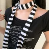 Écharpe rayée pour femmes, polyvalente et à la mode, style punk harajuku y2k gothique fille, sous culture millénaire, foulard décoratif