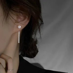 Boucles d&rsquo;oreilles en argent Sterling 925 avec perles, élégantes, longues en Zircon, multifonctions, à la mode, bijoux, cadeau d&rsquo;anniversaire