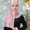 hijab instantané en jersey de coton de qualité supérieure avec strass double boucle foulard musulman foulard islamique écharpe tube turban