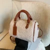 Sac à Main en Fausse Fourrure Beige pour Femme, Chaud, Moelleux, Laine d&rsquo;Agneau, Initié, Polyvalent, Petit, à Bandoulière, Café, Hiver 2024