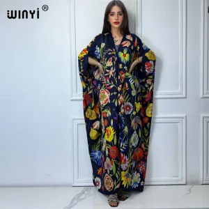 WINYI-Robe de soirée pour femmes musulmanes, kaftan kaftan, kaftan kaftan kaftan kaftan kuwai, robe de plage imprimée, abaya dubaï, robe de soirée de luxe