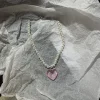 collier élégant avec pendentif en forme de cœur d'amour pour femmes, bijoux y2k, ras du cou en perles d'eau douce