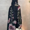 sisakia dubaï imprimé fleuri ouvert abaya caftan marocain femme hijab vêtements femmes
