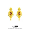 boutique d'or véritable 9999 24 carats avec les mêmes boucles d'oreilles et boucles d'oreilles pour femmes en or, bijoux en grenat rétro, luxueux et beaux