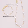 ensemble de bijoux bohème couleur or pour femmes, 2 pièces, exquis, mode perle, pendentif croix, collier, bracelet, bijoux décontractés, cadeaux
