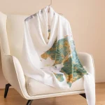 Foulard coréen luxe foulard en soie élégant motif Lotus en mousseline de soie châle enveloppement impression doux femmes Hijab châles femme