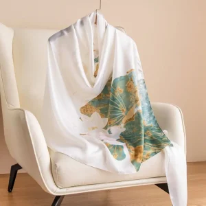 Foulard coréen luxe foulard en soie élégant motif Lotus en mousseline de soie châle enveloppement impression doux femmes Hijab châles femme