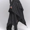 reddachic acubi mode plaid jupe asymétrique alt goth taille élastique point bord brut longue jupe fluide grande taille femmes bas