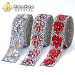 Garniture en strass, ruban perlé en cristal, maille scintillante, garniture appliquée pour robe, couture, décoration de mariage, artisanat DIY