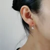 boucles d'oreilles en argent sterling 925, deux vêtements, quatre griffes, petite perle, zircon, grande perle, ronde, bijoux d'oreille pour femme douce
