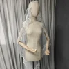 Voile de mantille Long personnalisé, voile de mariage Vintage avec garniture en dentelle de cils, voile bohème à un seul niveau avec peigne caché