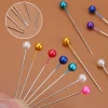 aiguilles à tête de perle rondes colorées, 100/300/500 pièces, épingles à coudre droites pour la couture, outils de couture, bricolage, positionnement