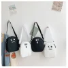noir blanc drôle mignon fantôme kawaii femmes toile sac dessin animé harajuku chic ins shopper sac femmes sacs à bandoulière grande capacité