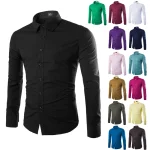 14 couleurs couleur unie hommes à la mode couleur bonbon chemise hommes décontracté à manches longues chemise pour hommes