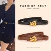 Ceinture à nœud en cuir véritable pour femmes, ceinture à la mode avec boucle, robe et ceinture en jean