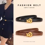 Ceinture à nœud en cuir véritable pour femmes, ceinture à la mode avec boucle, robe et ceinture en jean