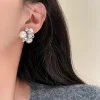boucles d'oreilles en perles de fleur gris blanc, collier, accessoire haut de gamme pour femmes et filles, ensemble de collier réglable de luxe léger, bijoux