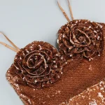 Robe courte à fleurs à paillettes pour femmes, sans manches, à lacets, dos nu, drapée, été, élégante, robes de soirée quotidiennes, 2025