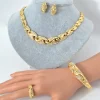 ensemble de bijoux plaqués or dubaï 18 carats pour femmes, collier luxueux, boucles d'oreilles, bracelet, bague, 4 pièces, ensemble de bijoux pour fête de mariage, cadeau
