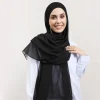 hijab instantané en mousseline de soie pour femmes, avec aimants intégrés, couleur unie, châle facile à porter, enveloppe musulmane avec sous capuchon modal