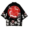 japonais kimono cardigan yukata samurai homme femmes grue imprimer chemise d'été plage haori harajuku obi japonais asiatique streetwear