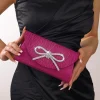 sac à main à rabat avec nœud en cristal brillant pour femme, pochette enveloppe élégante, pocommuniste de soirée, sac à main de rhde mariage