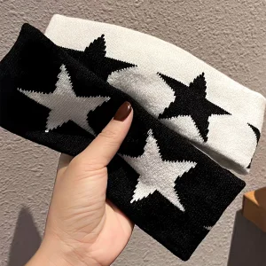 1 pièces bandeaux noirs pour femmes sans glissement doux accessoires de cheveux étoiles bandeau pour femmes Yoga entraînement
