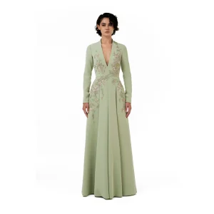 Robes de soirée élégantes, col en v, manches longues, perles, fleurs, ligne a, longueur au sol, robes de bal personnalisées Robes de soirée élégantes, col en v, manches longues, perles, fleurs, ligne a, longueur au sol, robes de bal personnalisées