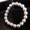 bracelet élastique en perles blanches pour femmes et hommes, élégant, extensible, pour banquet de mariage, perles de 6 à 12mm, bijoux faits à la main, cadeau
