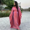 ramadan été manches chauve souris satin papillon abaya islam musulman maxi robe kebaya femmes caftan robe musulmane femme robes