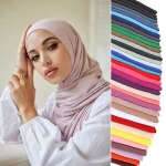 Écharpe Hijab en Jersey Uni, 80x180cm, en Coton, Modal, Round-artificiel asticité, Châles, Foulard Long et Doux, Bande de Sauna Musulman