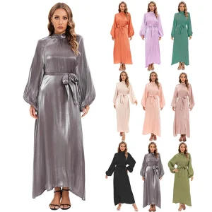 Abaya – robe longue en Polyester pour femmes musulmanes, élégante, manches longues, couleur unie, vêtements Maxi, tenues pour femmes musulmanes, automne Abaya – robe longue en Polyester pour femmes musulmanes, élégante, manches longues, couleur unie, vêtements Maxi, tenues pour femmes musulmanes, automne