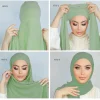 foulard hijab instantané en mousseline de soie avec sous capuchon, Écharpe de sauna extensible, fine, respirante, protection solaire