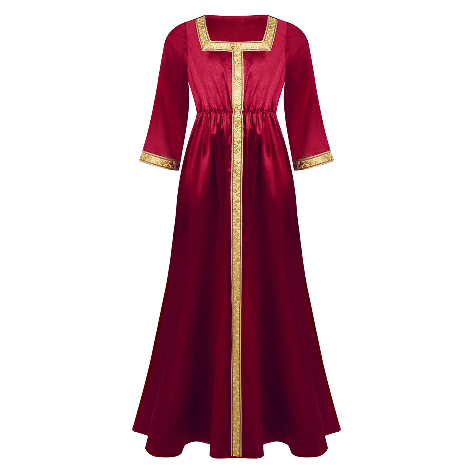 robes musulmanes abaya pour filles, manches 3/4, kaftan marocain abayas, robe maxi, jeu de rôle d'halloween, costume de mascarade de fête à thème