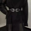 ceinture noire pour femmes, nouvelle collection personnalisée avec 2 boucles ardillon rétro argentées, design haut de gamme et tendance