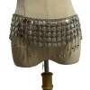chaîne de taille en alliage de pièce d'or, ceinture de danse du ventre, accessoires de performance, cinq couches de cloche en métal, accessoire de costume de danse du ventre