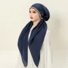 foulard musulman pour femmes, hijab tendance, couverture complète, tissu premium respirant, couleur à la mode, texture douce, facile à assortir