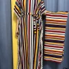 abayas pour femmes 2023 imprimé rayure verticale glands élasticité coupe ample femme robe femme africaine robes avec ceinture foulard