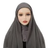 casquette hijabs instantanés avec couvre cou, foulards prêt à vitation, en mousseline de soie, voile musulman, Écharpe islamique pour sauna, pour femme
