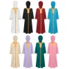 garçons filles musulman abaya robe à capuche arabe moyen orient islamique ramadan prière costume à manches longues zip or broderie robe caftan