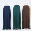 ensemble abaya deux pièces avec robe kimono à manches sulfpour femme musulmane, vêtements islamiques, kaftan, robes de soirée, pour eid ramadan