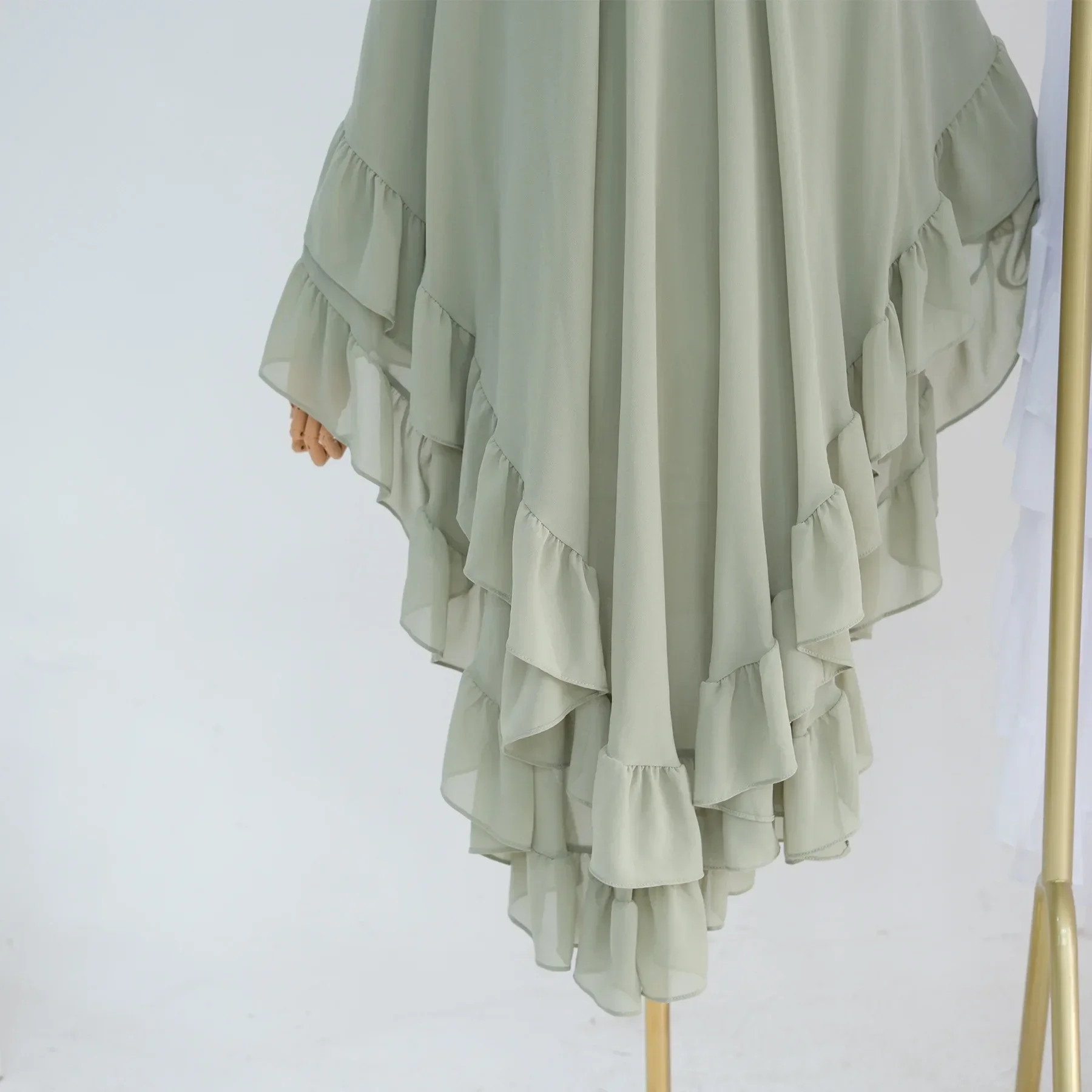 volants extra long 2 couches en mousseline de soie khimar, écharpe hijab pour femmes musulmanes douces, vêtements islamiques dubai turk, foulard, ramadan eid