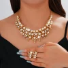 Ensemble de bijoux pour femmes, collier de perles à la mode, ensemble de boucles d&rsquo;oreilles, collier de clavicule, bijoux de mariage pour mariée, 3 pièces