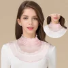 100% véritable soie maille protection solaire écharpe 2025 été nouvelles femmes faux col solide mince unisexe polyvalent quotidien écharpe