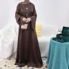 abayas de luxe pour femmes avec ceinture, vêtements de prière islamique, caftan pour filles, vêtements arabes marocains, vert et noir, 2023
