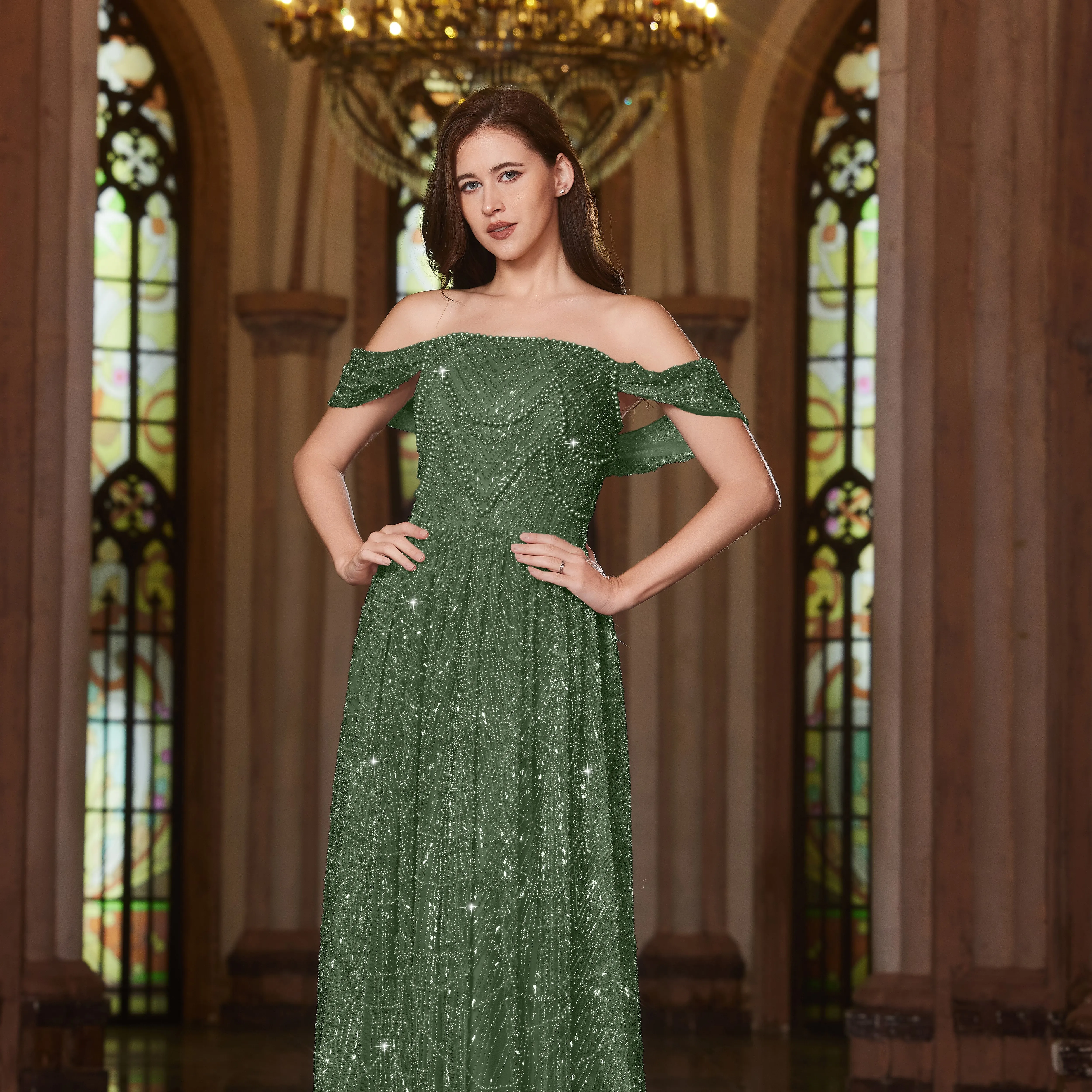 Alice CollectionPro – robe de soirée de luxe arabe, couleur chair, perles, pour mariage de dubaï, épaules dénudées, robes de soirée formelles personnalisées
