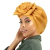 casquette africaine mariage nigérian gele indien femmes hijab en relief front grande fleur foulard chapeau couleur unie chapeau musulman