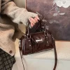 sac de luxe femme sac a main femme mini sacs à bandoulière en cuir pu brillant pour femme, sac à main de créateur de luxe, sac à main à poignée supérieure, ouvert par un document pur, dernier, bordeaux, 2024
